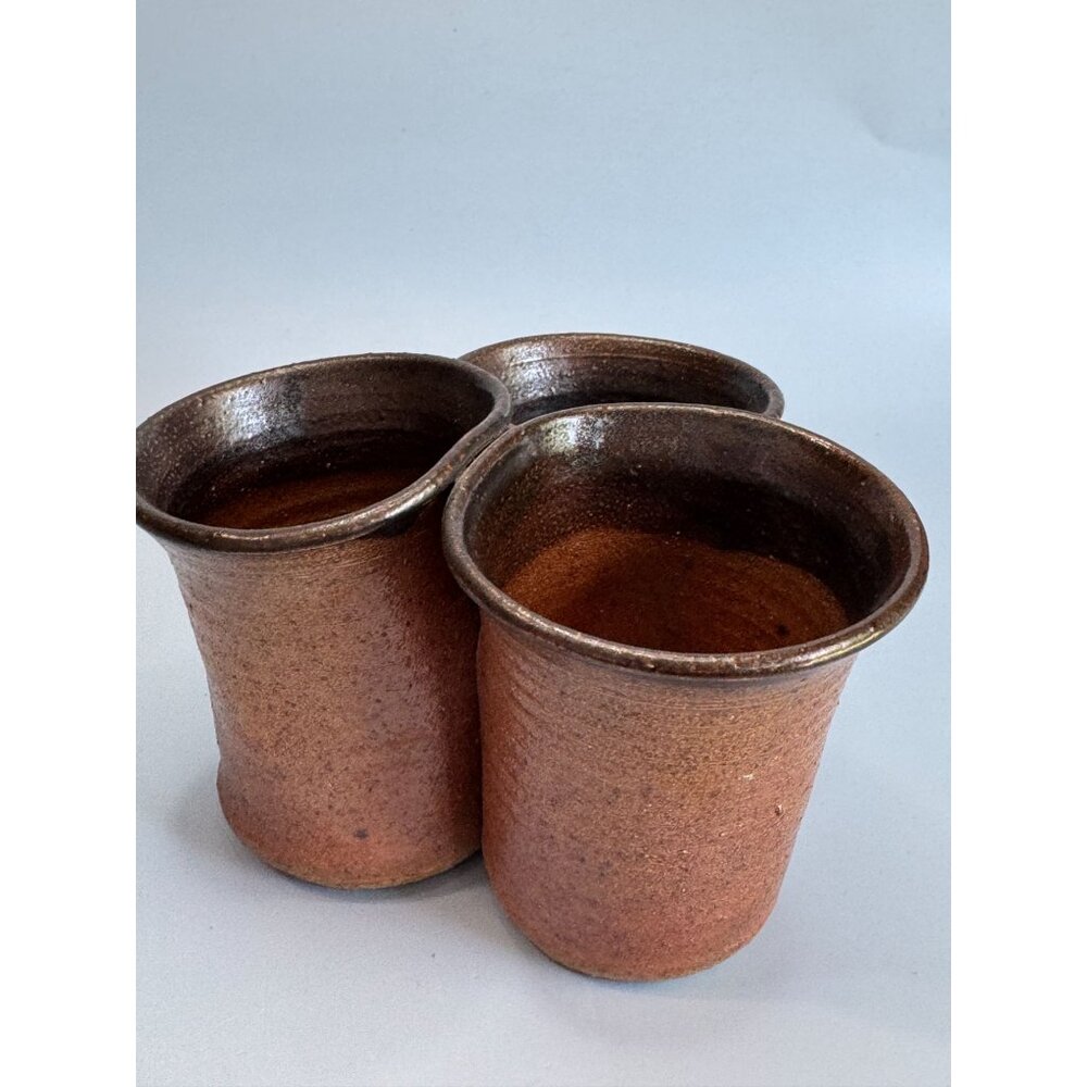 Beaver Creek Pottery Stoneware Utensil Holder Brown 3-Section 3.5"x5.25" 1981 - Picture 6 of 7